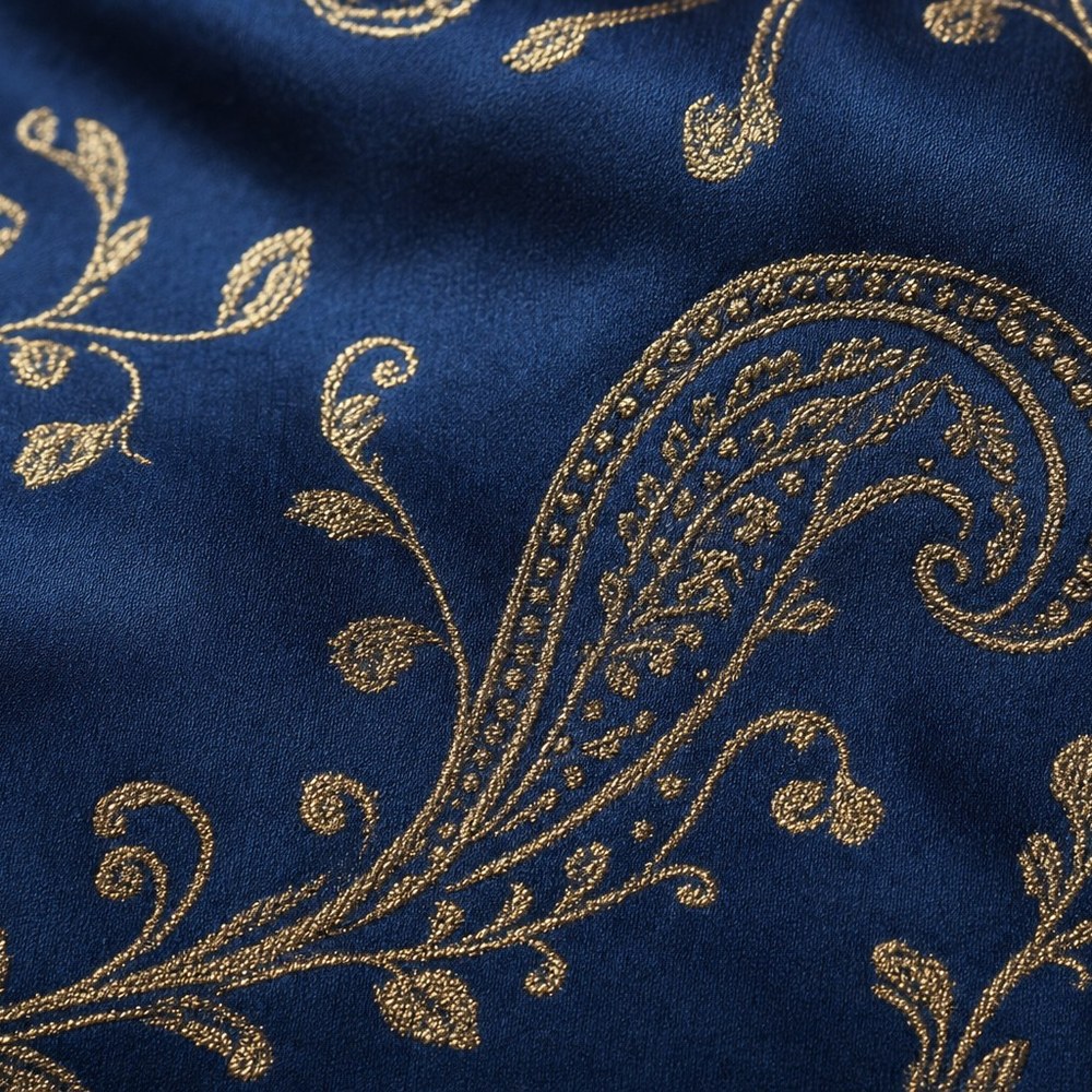 Navy Paisley Silk